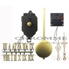 Kit 10 Máquinas De Relógio De Pendulo Musical + Ponteiro Colonial Dourado + Algarismo Romano Dourado