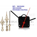 Kit 10 Maquinas De Relógios 19 m.m + 10 Ponteiros Coloniais Dourados