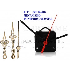 Kit 10 Maquinas De Relógios 17 m.m + 10 Ponteiros Coloniais Dourados