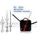 Kit 10 Maquinas De Relógios 22 m.m + 10 Ponteiros Coloniais Prata