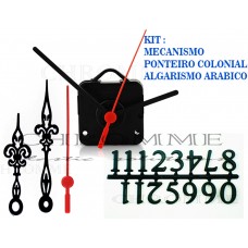 Kit 10 Maquinas De Relógios 22 m.m + 10 Ponteiros Coloniais + 10 Números Arábicos