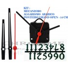 Kit 10 Maquinas De Relógio 13 m.m + Ponteiros Grand Open + Numeros Arabicos