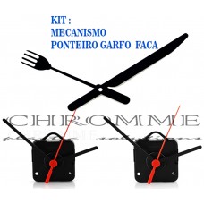 Kit 10 Maquina De Relógio Parede 13 m.m + Ponteiro Garfos e Facas